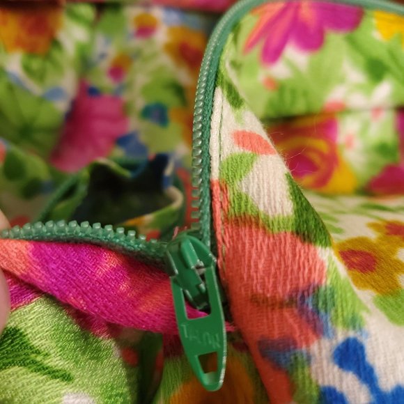 Vintage Maxi Dress Bright Floral Print V Neck Long Modest Cosplay Costume - Picture 5 of 5